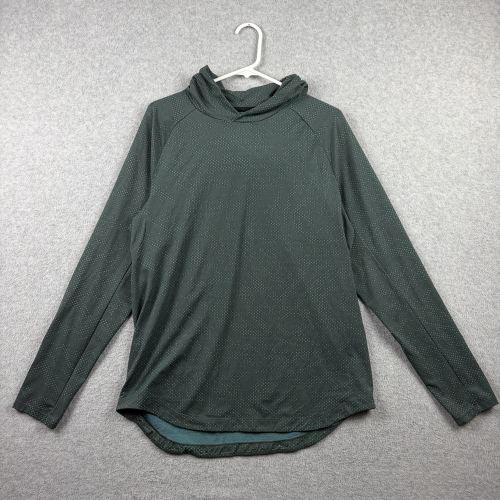Lululemon Drysense Training Hoodie Mens Large 21x29 Green Jacquard Smoked Spruce